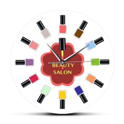 12 Colorful Nail Beauty Salon Wall Clock with Manicure Pedicure Nail Wall Art Nail Salon Studio Decor Technician Gift(No Frame)