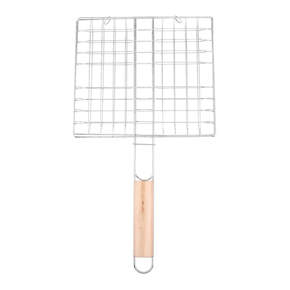FAVOMOTO 1pc Folding Portable Barbecue Net Clamp for Outdoor Grilling Camping Picnics Barbecue Food Mesh for Chicken Vegetables Fish