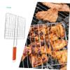 FAVOMOTO 1pc Folding Portable Barbecue Net Clamp for Outdoor Grilling Camping Picnics Barbecue Food Mesh for Chicken Vegetables Fish view 4