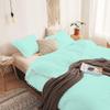 3 Piece White Vintage Pom-Fringe Pompom Duvet Cover with Zipper Closure, 100% Egyptian Cotton, 800 Thread Cotton, Twin/Twin XL Size Aqua Blue Solid view 2