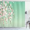 Ambesonne Weeping Flower Shower Curtain, Freshly Blooming Cherry Blossom Branches Buds Spring Season Artwork, Cloth Fabric Bathroom Decor Set with Hooks, 69" W x 75" L, Mint Pale Green view 1