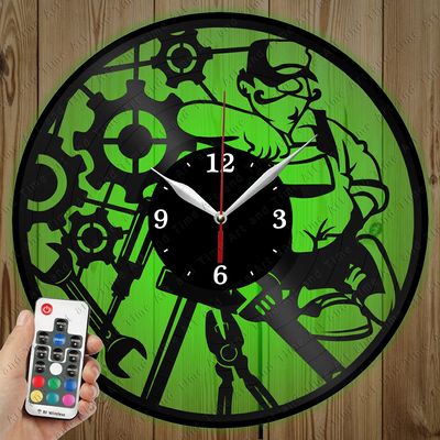 LED Vinyl Clock - Light Vinyl Wall Clock - Mechanic - Custom Original Gift - Art LED Clock Design - Personalised LED Vinyl Record Wall Clock - Unique LED Light Home Decor