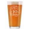 Bevvee Cheers to 10 Years - Pint Glass for Beer - Gifts for Women & Men - 10th Anniversary Party Decor - 16 Oz Glass view 1