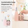 Vigar Florganic Kitchen Soap Dispenser Set, Dish Soap Dispenser with Sponge Caddy and Dish Brush, Daisy-Themed, Perfect Kitchen Sink Caddy, Pink view 2