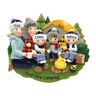 3D Camping Family of 5 Christmas Ornament 2025 Personalized Family Christmas Ornaments 2025 | Camping Tent Personalized Tree Ornaments Customizable Gifts for Holiday Campers Vacation of Five Ornament