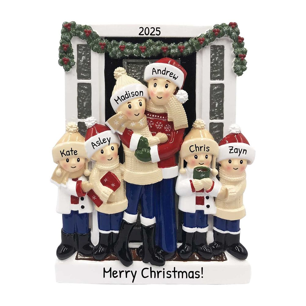 3D Welcoming Family of 6 Christmas Ornament 2025 Personalized Family Christmas Ornaments 2025 | Doorway Home Keepsake Personalized Tree Ornaments Customizable Gifts Winter Sweaters of Six Ornament
