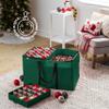 ZOBER Christmas Ornament Storage Box - Stores 200 3" Ornaments with Individual Trays - Tear Proof 600D Oxford Fabric - ornament organizer storage box, Durable Christmas Containers Holder - Green view 2