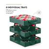 ZOBER Christmas Ornament Storage Box - Stores 200 3" Ornaments with Individual Trays - Tear Proof 600D Oxford Fabric - ornament organizer storage box, Durable Christmas Containers Holder - Green view 3