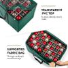 ZOBER Christmas Ornament Storage Box - Stores 200 3" Ornaments with Individual Trays - Tear Proof 600D Oxford Fabric - ornament organizer storage box, Durable Christmas Containers Holder - Green view 4