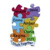 3D Puzzle Piece Family of 6 Ornament 2025 Personalized Family Christmas Ornaments 2025 | Together We Fit Personalized Tree Ornaments for Grandchildren, Siblings & Grandkids of Six Ornament Love Unity view 1