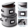Fine China Storage Containers Hard Shell, 4 Piece Dish Storage Containers, Quilted Plate Storage Containers, Stackable Dish Organizer with Dividers, Dinnerware Storage for Moving and Seasonal Storage view 3