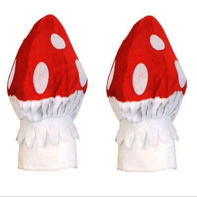 Beistle Unisex Plush Mushroom Hats, 2 Pieces  Arcade Party Supplies, Birthday & Halloween Costume Dress Up, Video Game Themed Headwear, Photo Booth Props, Novelty Caps