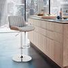 Armen Living Brock Modern Adjustable Height Swivel Gray Faux Leather and Walnut Wood Bar Stool with Chrome Base for Kitchen Island Counter view 2