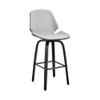 Armen Living Arabela Mid Century Modern Swivel Bar Stool for Kitchen Island Counter in Gray Faux Leather and Black Wood, 26" Seat Height view 1