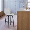 Armen Living Arabela Mid Century Modern Swivel Bar Stool for Kitchen Island Counter in Gray Faux Leather and Black Wood, 26" Seat Height view 2