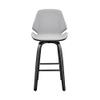 Armen Living Arabela Mid Century Modern Swivel Bar Stool for Kitchen Island Counter in Gray Faux Leather and Black Wood, 26" Seat Height view 4