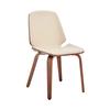 Armen Living Brinley Mid Century Modern Cream Faux Leather and Walnut Wood Dining Room Accent Side Chair for Kitchen Table Desk Vanity view 1