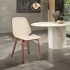 Armen Living Brinley Mid Century Modern Cream Faux Leather and Walnut Wood Dining Room Accent Side Chair for Kitchen Table Desk Vanity view 2