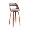 Armen Living Julius Mid Century Modern Swivel Bar Stool for Kitchen Island Counter in Gray Faux Leather and Walnut Wood, 26" Seat Height view 1
