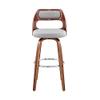 Armen Living Julius Mid Century Modern Swivel Bar Stool for Kitchen Island Counter in Gray Faux Leather and Walnut Wood, 26" Seat Height view 4