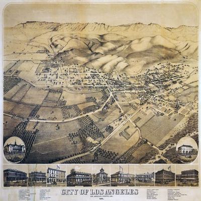 1871 Map City Los Angeles Landmarks California United States Poster Reproduction (16 X 24 IMAGE SIZE PAPER)