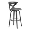 Armen Living Zenia 30" Seat Height Swivel Bar Stool in Gray Faux Leather and Black Wood view 1