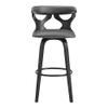 Armen Living Zenia 30" Seat Height Swivel Bar Stool in Gray Faux Leather and Black Wood view 4