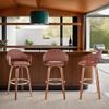 Armen Living Daxton Mid Century Modern Swivel Bar Stool for Kitchen Island Counter in Brown Faux Leather and Walnut Wood, 30" Seat Height view 2
