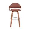 Armen Living Daxton Mid Century Modern Swivel Bar Stool for Kitchen Island Counter in Brown Faux Leather and Walnut Wood, 30" Seat Height view 4