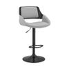 Armen Living Colby Modern Adjustable Height Swivel Gray Faux Leather and Black Wood Bar Stool with Black Base for Kitchen Island Counter view 1