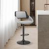 Armen Living Colby Modern Adjustable Height Swivel Gray Faux Leather and Black Wood Bar Stool with Black Base for Kitchen Island Counter view 2