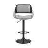 Armen Living Colby Modern Adjustable Height Swivel Gray Faux Leather and Black Wood Bar Stool with Black Base for Kitchen Island Counter view 4