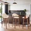 Armen Living Daxton Mid Century Modern Swivel Bar Stool for Kitchen Island Counter in Cream Faux Leather and Walnut Wood, 30" Seat Height view 2