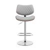 Armen Living Leland Adjustable Grey Faux Leather and Chrome Finish Bar Stool view 4