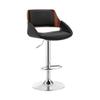 Armen Living Colby Modern Adjustable Height Swivel Black Faux Leather and Walnut Wood Bar Stool with Chrome Base for Kitchen Island Counter view 1