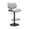 Armen Living Leland Adjustable Grey Faux Leather and Black Finish Bar Stool view 1