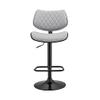 Armen Living Leland Adjustable Grey Faux Leather and Black Finish Bar Stool view 4
