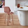 Armen Living Arabela Mid Century Modern Swivel Bar Stool for Kitchen Island Counter in Brown Faux Leather and Walnut Wood, 26" Seat Height view 2