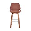 Armen Living Arabela Mid Century Modern Swivel Bar Stool for Kitchen Island Counter in Brown Faux Leather and Walnut Wood, 26" Seat Height view 4