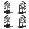 Metal Bookends, Heavy Duty Bookend for Shelves, Tree Book End to Hold Books, Bookend Stopper, Book Supports for Kid, Non-Skid, Black (2 pair/4Pcs) for Office Home Kitchen, Modern Decorative view 1