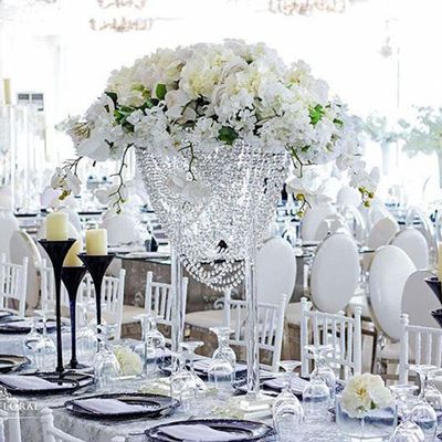 24 Inches Tall Acrylic Flower Stand Crystal Centerpiece Clear Chandelier for Wedding Party Event Decoration