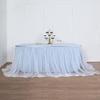 14FT Extra Long 48" Two Layered Tulle & Satin Table Skirt - Dusty Blue | White view 1