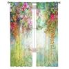 Printed House Sheer Curtains Panels Voile Rod Pocket Semi Sheer Curtains Blooming Spring, Chiffon Window Drape Treatment for Living Room Bedroom Colorful Floral Print, 52WX84H X2 view 3