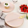 LIYH 96 Pcs Pink and Gold Disposable Plastic Dessert Plates and Forks Set - 7.5" Plastic Appetizer Plates & 9" Gold Cake Forks for Tea Parties, Birthdays, Baby Shower 48 Guests view 3