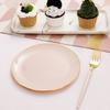 LIYH 96 Pcs Pink and Gold Disposable Plastic Dessert Plates and Forks Set - 7.5" Plastic Appetizer Plates & 9" Gold Cake Forks for Tea Parties, Birthdays, Baby Shower 48 Guests view 4