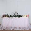 21FT Extra Long 48" Two Layered Tulle & Satin Table Skirt - Rose Gold | White view 2
