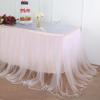 21FT Extra Long 48" Two Layered Tulle & Satin Table Skirt - Rose Gold | White view 3