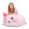 Anzitinlan Cute Cat Bean Bag Chair for Kids, Pink Stuffed Animal Storage Beanbag Chairs for Girls Room Decor, Extra Large Size, Velvet Super Soft Cover Only view 1