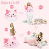 Anzitinlan Cute Cat Bean Bag Chair for Kids, Pink Stuffed Animal Storage Beanbag Chairs for Girls Room Decor, Extra Large Size, Velvet Super Soft Cover Only view 4