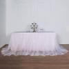14FT Extra Long 48" Two Layered Tulle & Satin Table Skirt - Rose Gold | White view 1